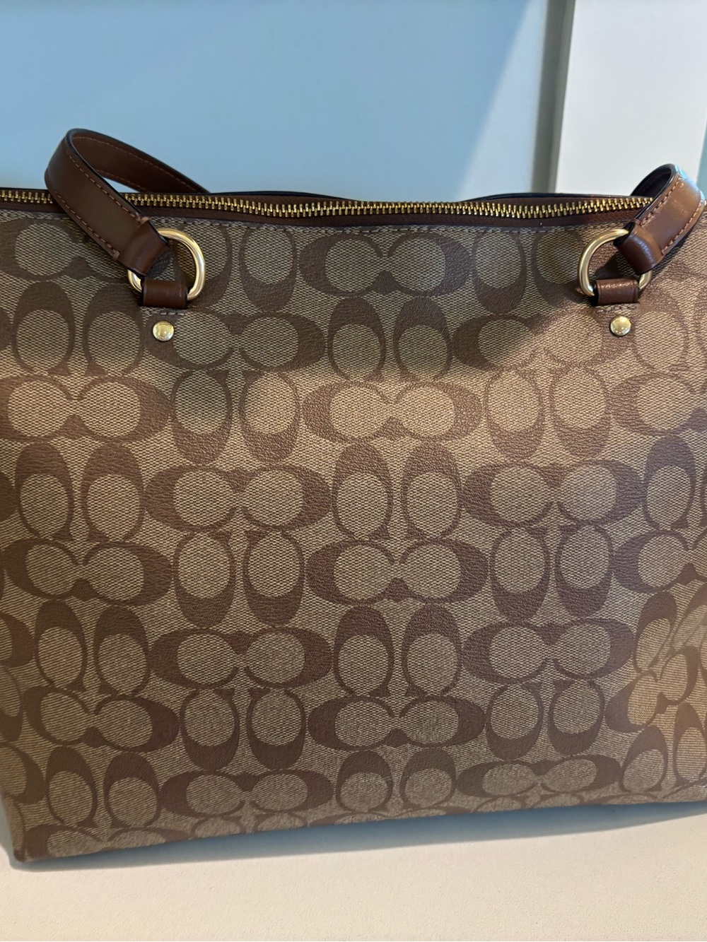 Coach Gallery Tote & Matching Wallet | Brown & Beige Signature Canvas - Picture 4 of 16